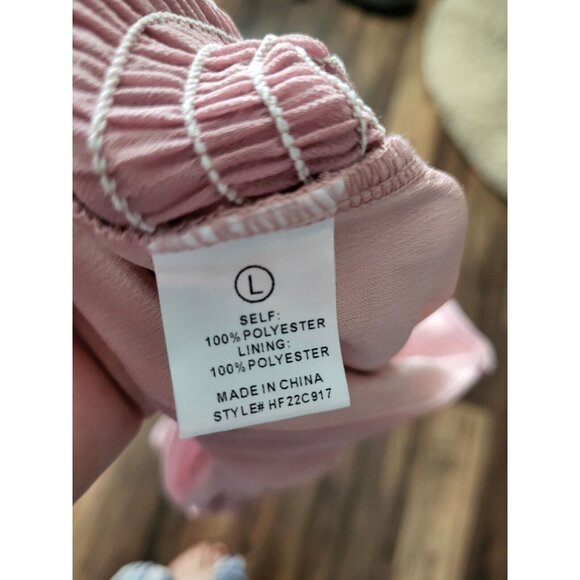 New Pink Chiffon Long Puff Sleeve Crop Corset Top Altar'd State Sz L Coquette - Picture 6 of 7